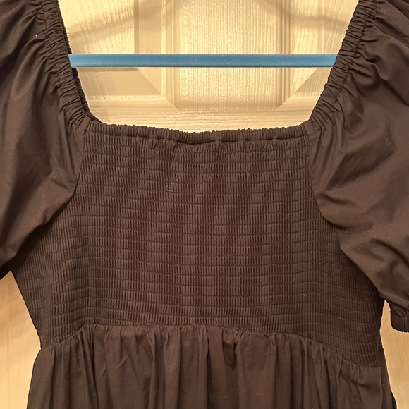 Torrid Elegant Black Poplin Puff Sleeve with Pockets Midi Dress Size 00 New - Picture 4 of 10